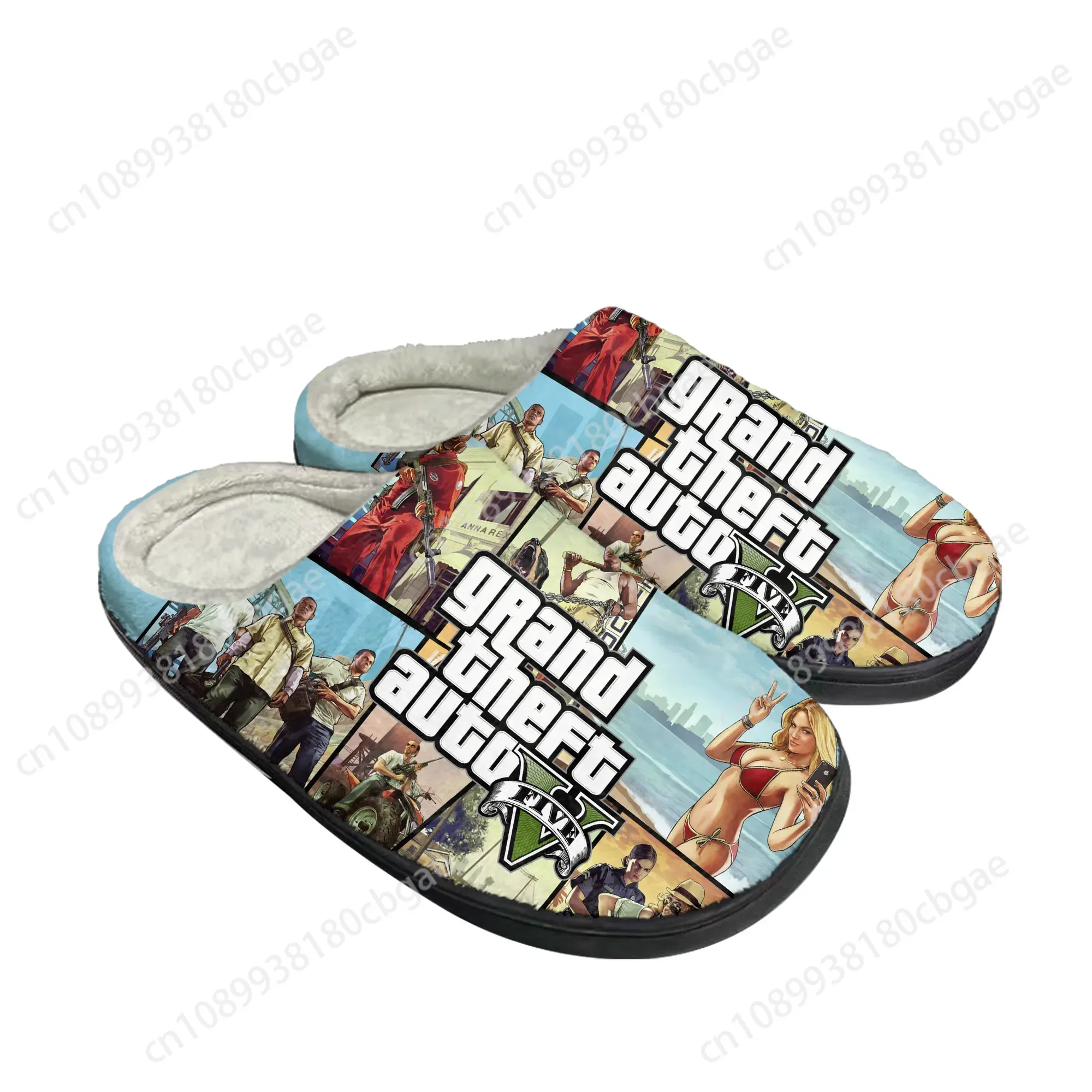 

Anime Cartoon Grand Theft Auto GTA V 5 Home Cotton Custom Slippers Mens Womens Sandals Plush Casual Warm Shoes Thermal Slipper