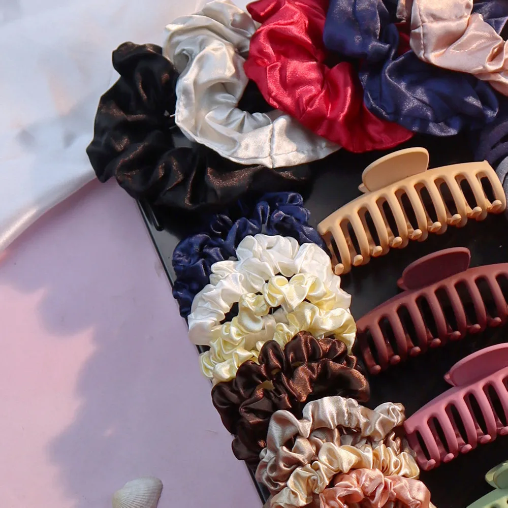 1 Set Ponytail Clip Hair Scrunchies Hair Accessories for Woman Mixed Color Multi Style Elegan HairBands Scrunchy For Holiday