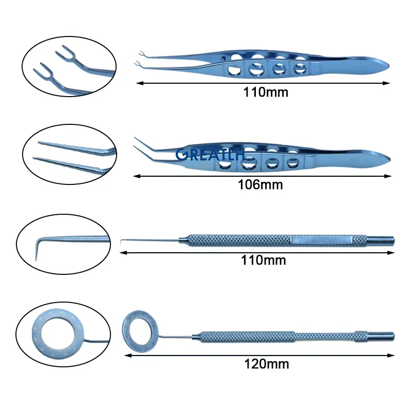 Titanium Alloy Ring Pusher Corneal Ring Set Notched Implantation Forceps Eyelid Tools Ophthalmic Instrument