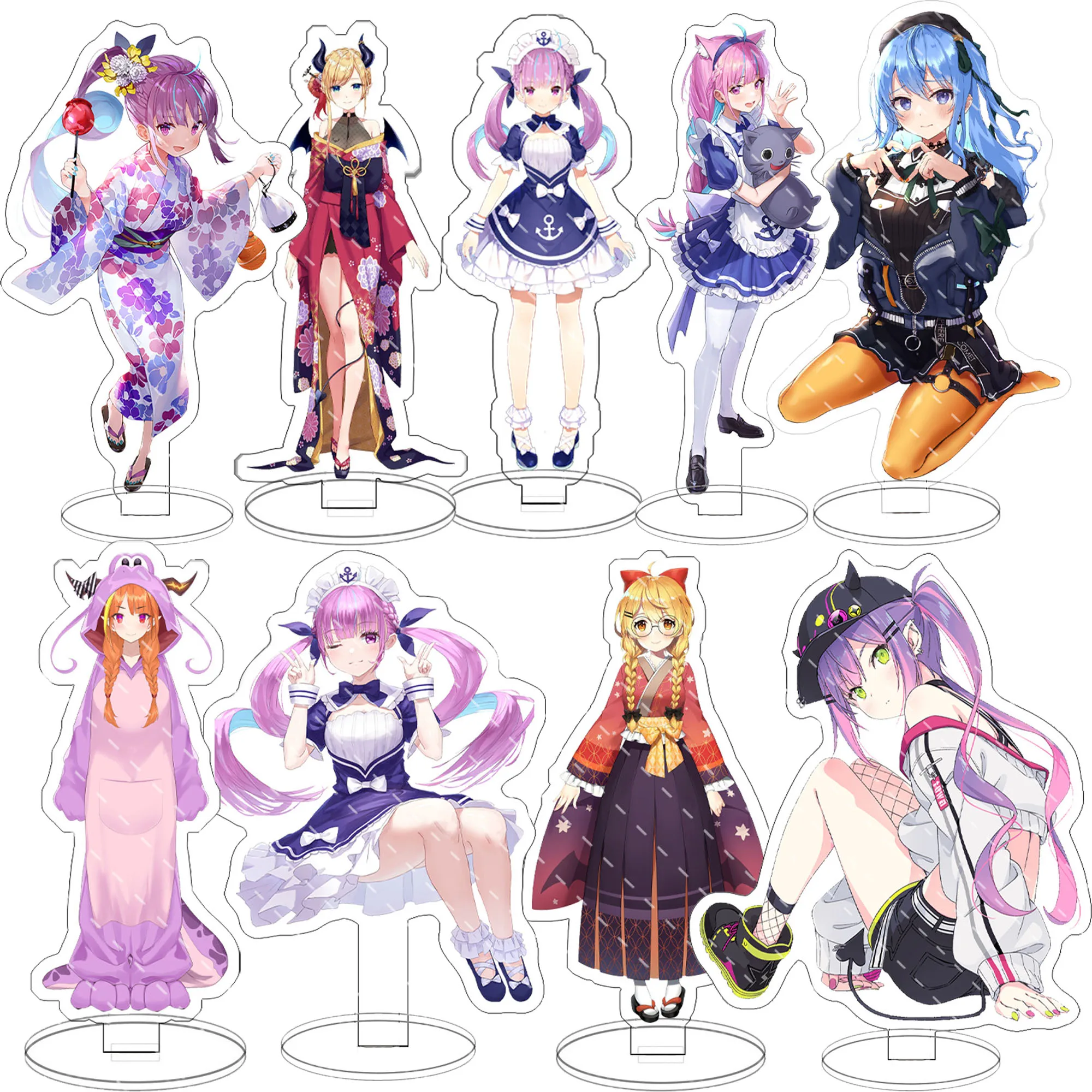 Cutey Hololive Vtuber figura de Anime soporte Minato Aqua Ōokami Mio decoración de escritorio ornamento Fans regalo llavero de dibujos animados