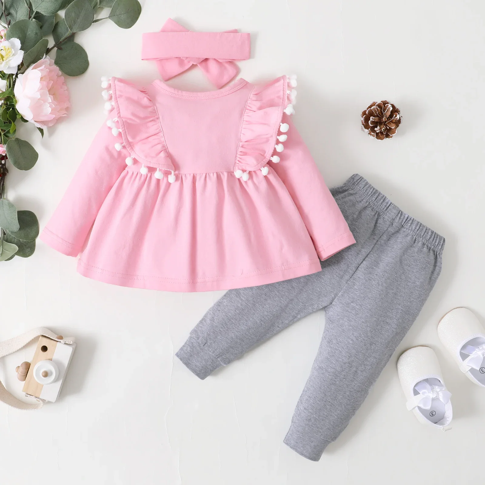 Newborn Baby Girl Clothes Set Toddler Girl Outfits Fashion Big Bow Top + Pants Whole Sale Kids Girls Clothes Outfits 3 Months