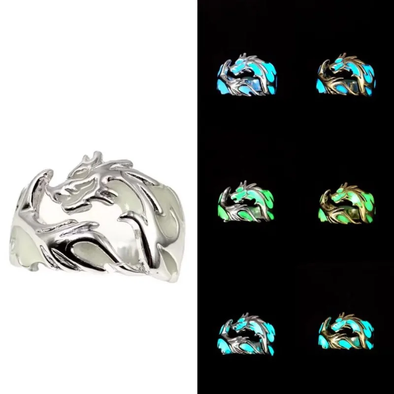 

Christmas luminous jewelry, European and American luminous flying dragon ring, personalized and creative retro men's rings