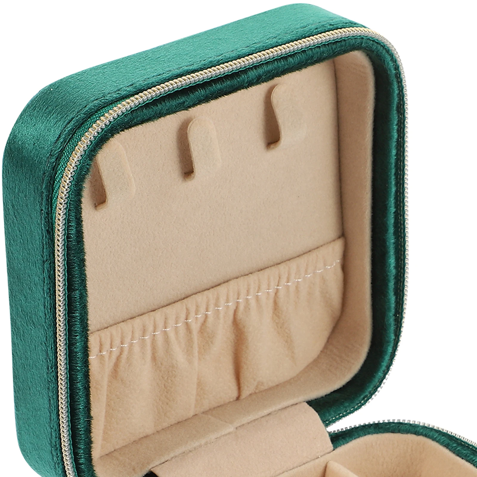 

Portable Jewelry Box Travel Multifunctional Organizer Case Zipper Holder Small Storage Container Desktop Box Velvet Material