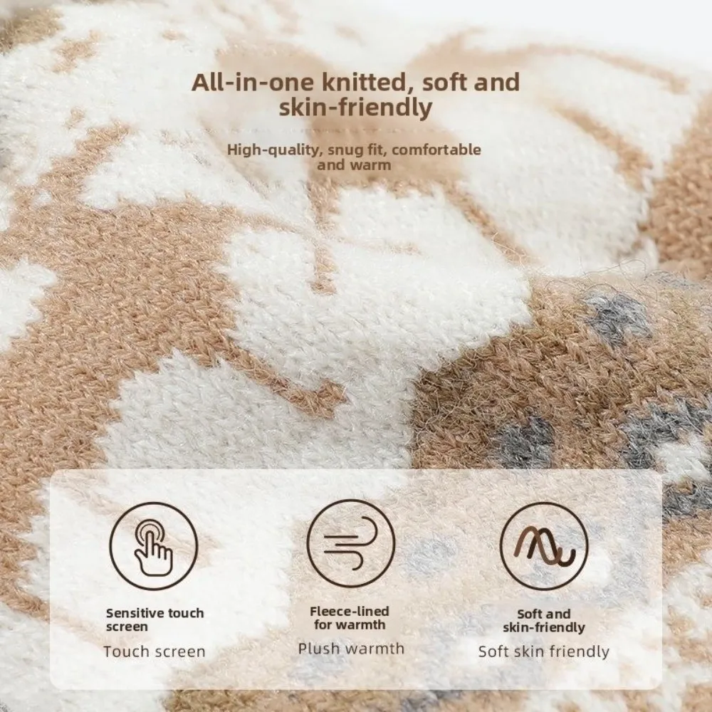 

Модные рождественские перчатки с манжетами и оленями, теплые жаккардовые вязаные перчатки с длинными пальцами, морозостойкие зимние перчатки, осень-зима