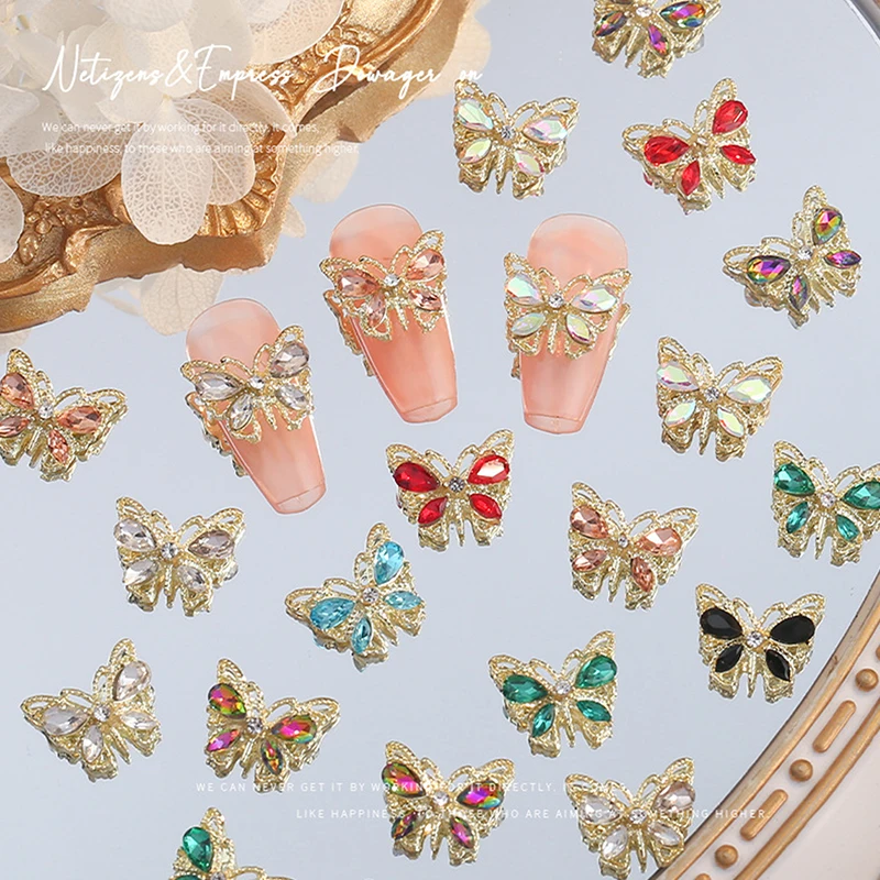 New Alloy Nail Bow Pop Flash Crystal Trinket Butterfly Nail Set Diamond Decorative Accessories