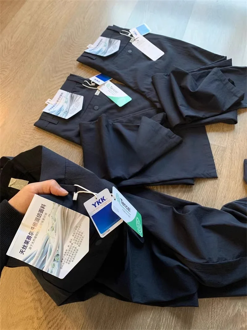 

Busin Casual Lyocell Fiber Men's Pants Elastic Breathable Simple Match Spring Summer Straight Leg Pants