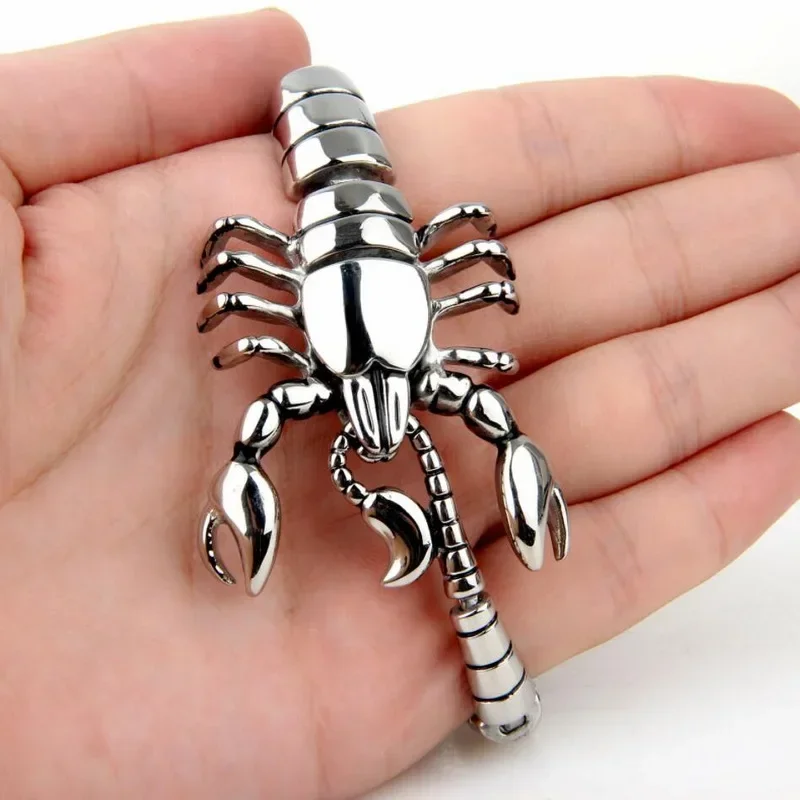 EDC-Bracelet Scorpion Requin Argent pour Homme, Outil Multifonction, Autodéfense Extérieure, Acier Titane, Dominateur, Punk, Lomatéritive