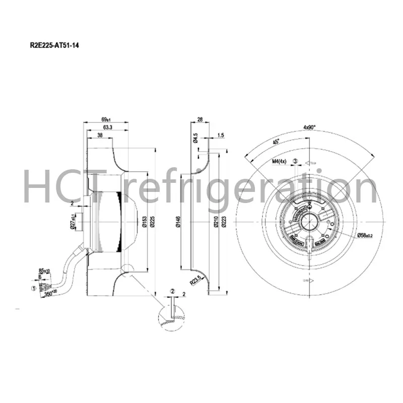 Original 100% Working R2E225-AT51-14 230V 105W cooling fan