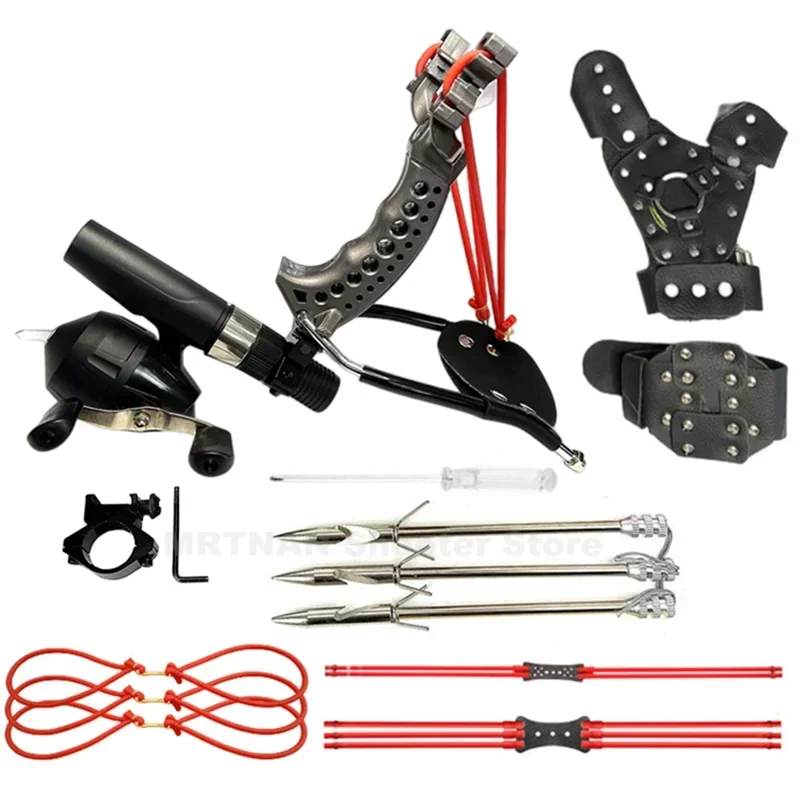 

Мощная рыболовная рогатка с подставкой для запястья, уличная охотничья стрельба, рогатка, рыболовная катушка, легко носить с собой и долговечность