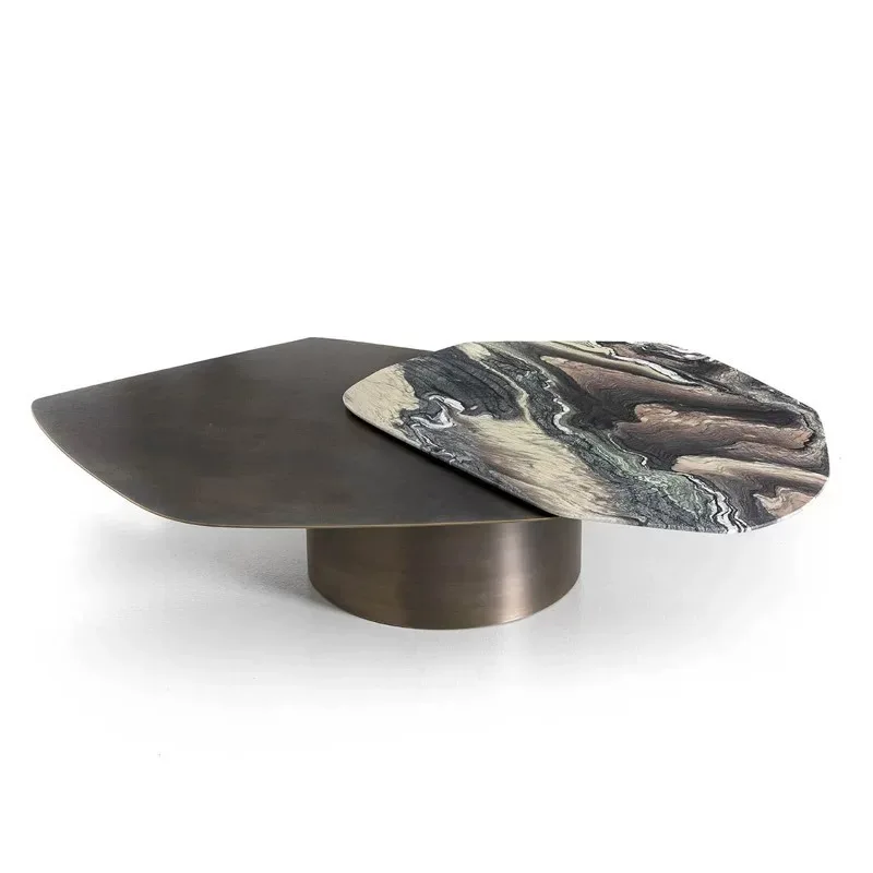 

Living room light luxury marble rotating coffee table creative Italian minimalist designer high sense combination coffee table