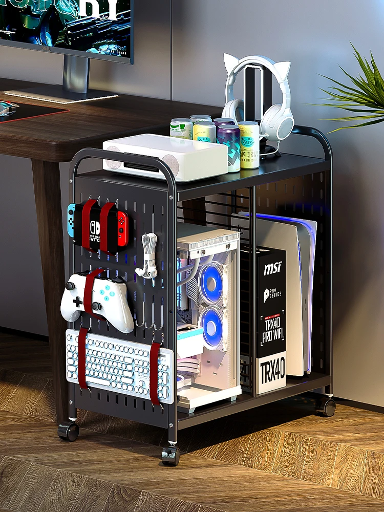 Soporte de host de computadora, base de chasis de colocación móvil, carro de e-sports, placa de orificio vertical, estante de piso PS5