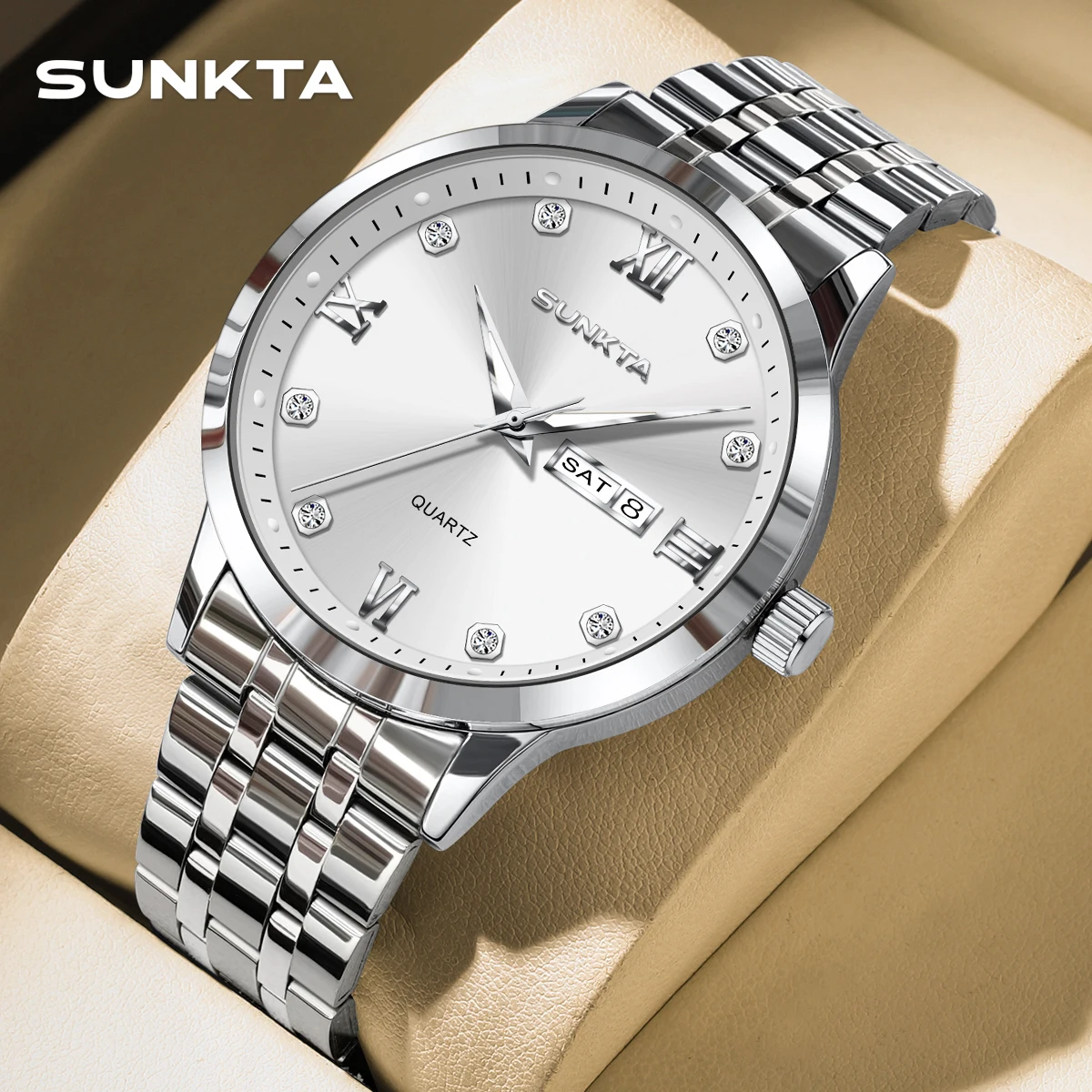 SUNKTA 2026 Top Luxury Sport Man Watch Waterproof Luminous Date Week Men's Quartz Wristwatch Stainless Steel Fashion Men Watches