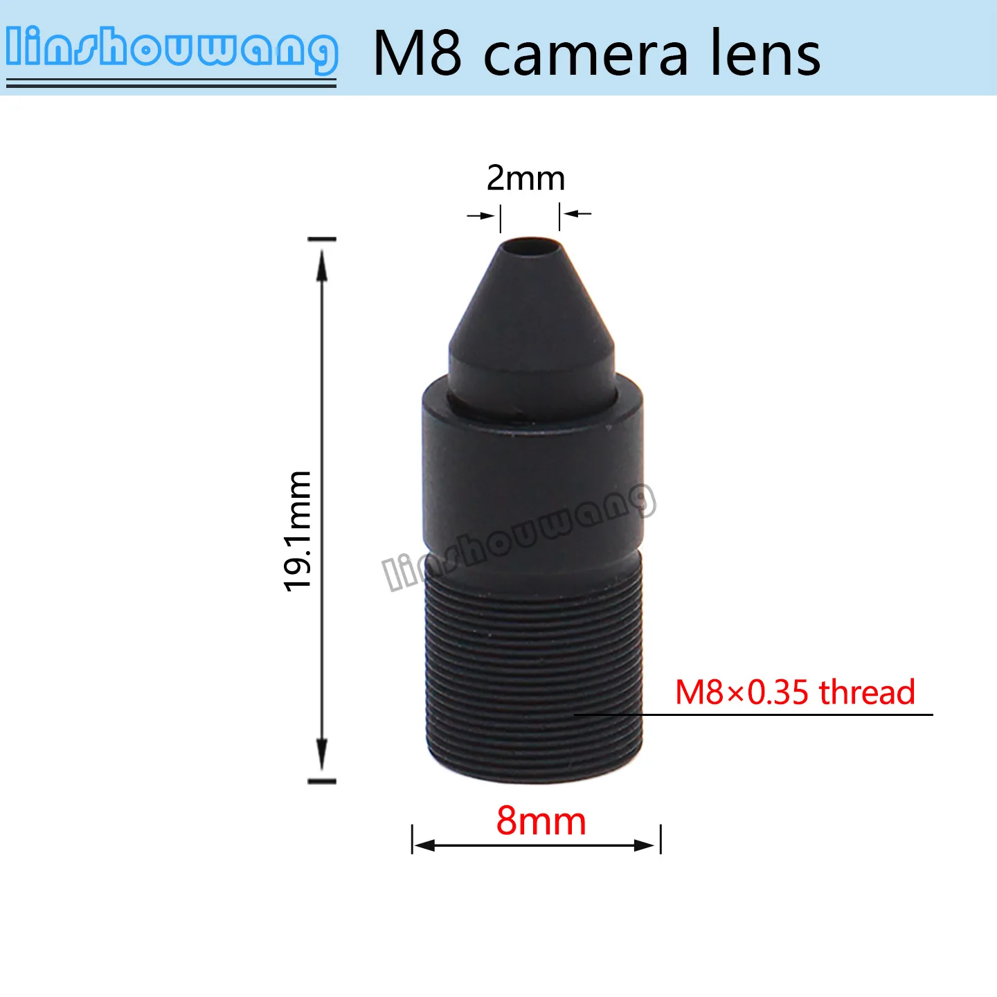 M8*0.35 Efl 15mm Pinhole Lens, F2.0 Sharp Small Hole 2mm, Small Field of View Angle, Suitable for 1/3