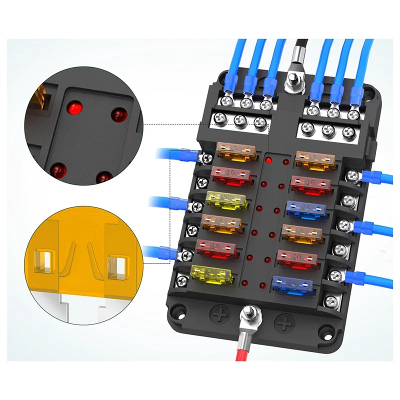 75STO-New 12 Way Automotive Fuse Box Car Modification And Installation Equipment Safe Fuse Integrated Box For Cars And Ships