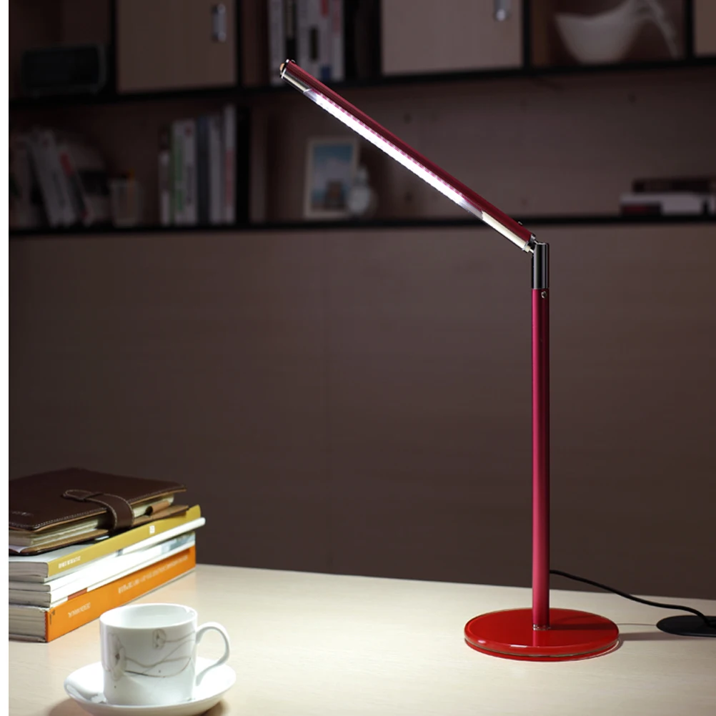 

Stylish Foldable Red LED Desk Lamp Touch Control Dimmable Reading Light Office Night Stand Eye Protection