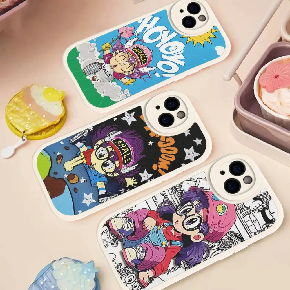 

Cartoon Dr Slump Arale Phone Case For IPhone 16 15 14 13 12 11 Pro Max Plus Shockproof Leather Cover