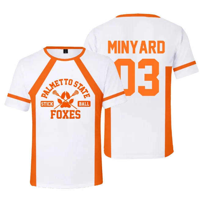 Nieuw In Mannen Jongen T-Shirt Tops The Foxhole Court Palmetto State Foxes Lacrosse Jersey Cosplay Wilds Minyard 3d T-Shirt