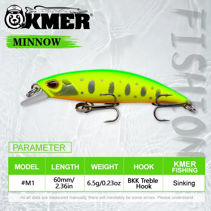 KMER Fishing Lure For Wobbler Slow Sinking Minnow Crankbait For Zander Pike Walleye About Artificial Hard Bait Goods Accessories