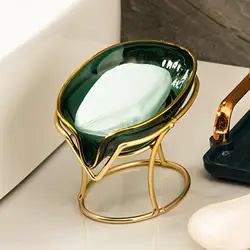 Soap Dish Drainage Tray Soap Case Box with Iron Stand Bar Soap Holder Soap Saver Soap Tray for Shower Bathroom Sink Bath Decor