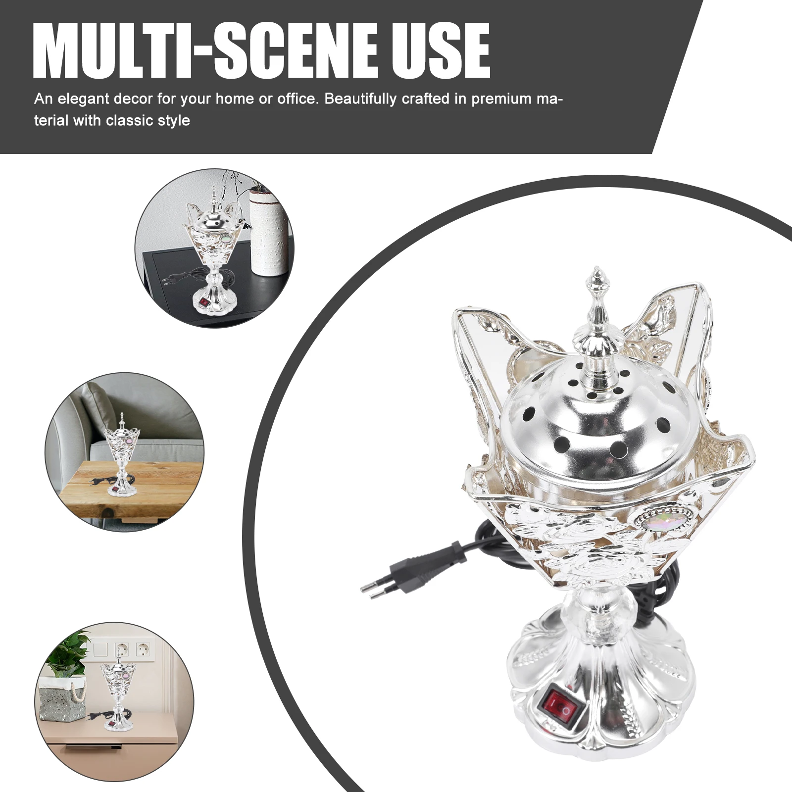 

Charcoal Incense Burner Metal Censer Electric Censer Spa Incense Burner Metal Censer Decor (EU Plug)