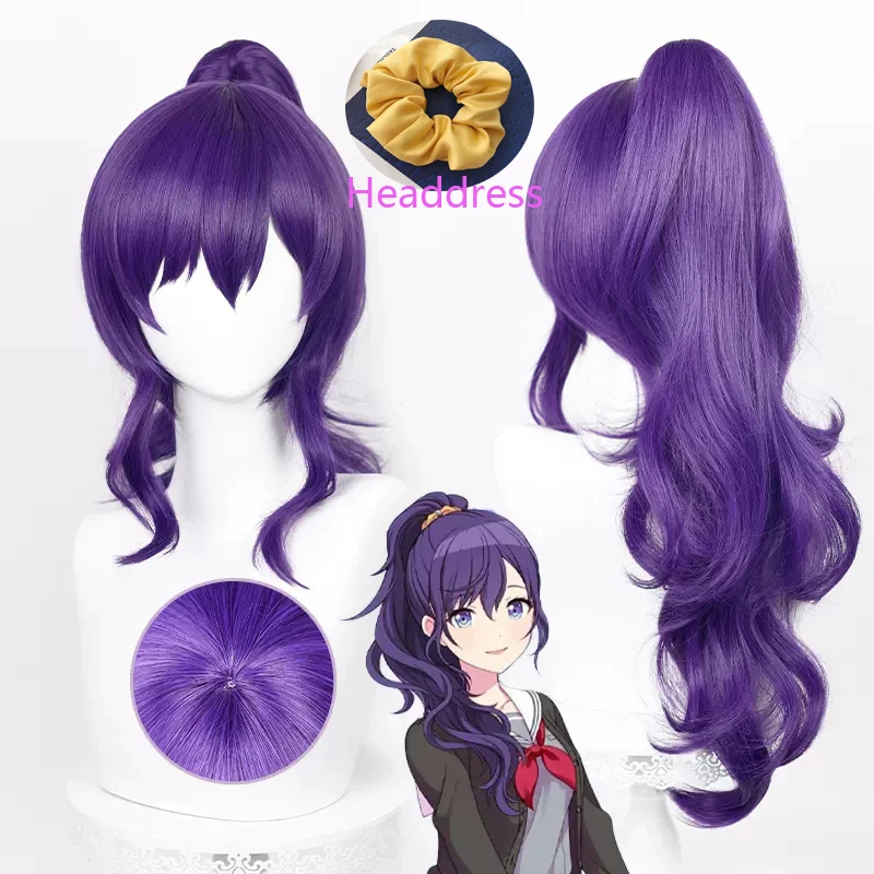 

Asahina Mafuyu Wig Anime Project SEKAI COLORFUL STAGE! Cosplay Wig Long 61cm Dark Purple Ponytail Wig Heat Resistance Fibre Wigs