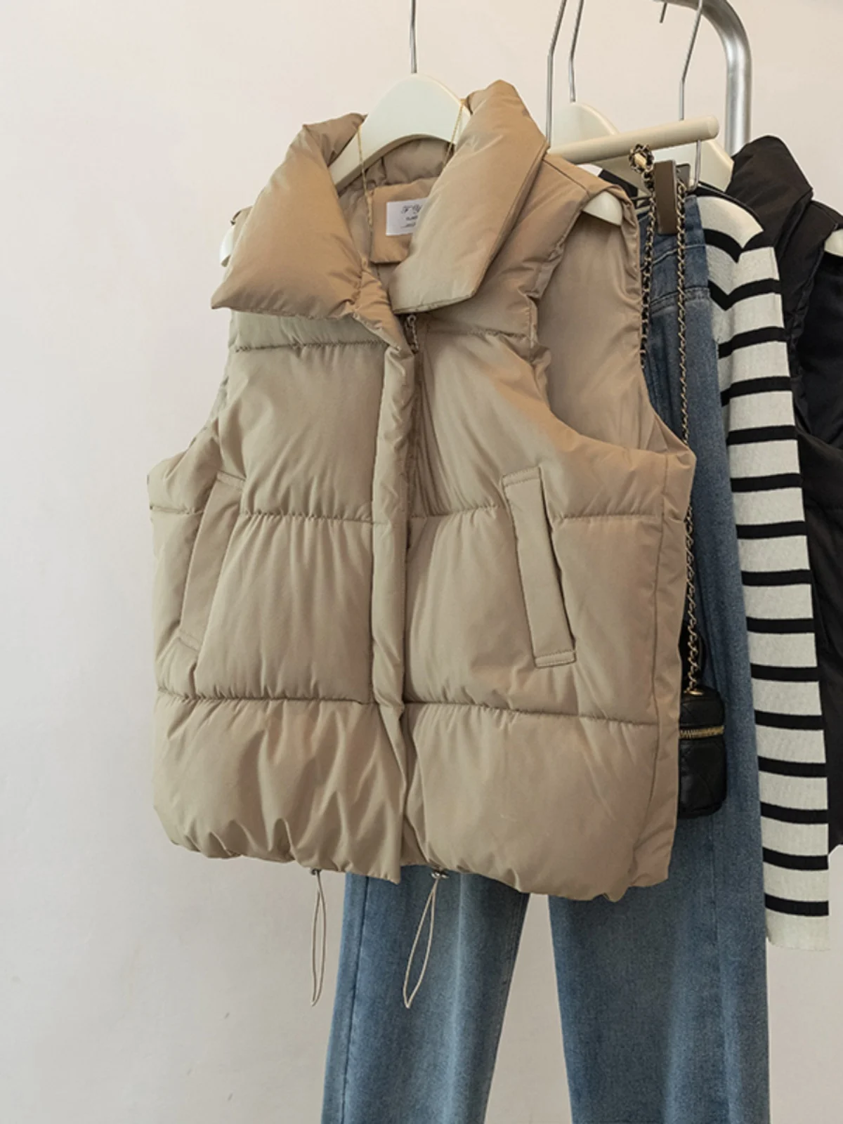 

plus Size Thiened Stand Collar Faion Cotton Vest Women's Spring New Sle Slimming Loose Korean Version ort Coat