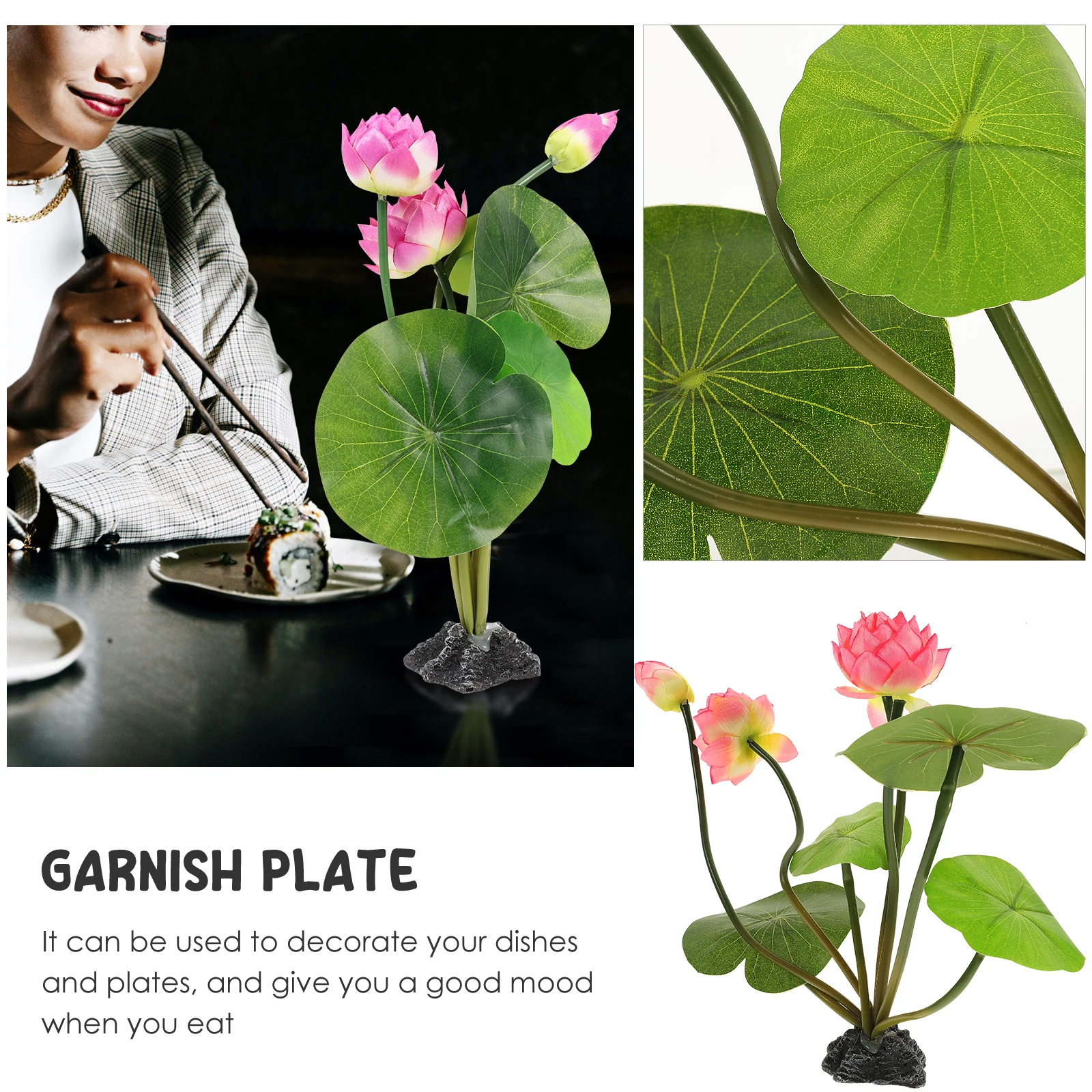 

Artificial Lotus Decorations White Color Lifelike Design for Sushi Plates Restaurant Home Use Flower Adornment Sashimi Dish