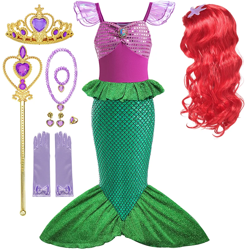 

Girls Little Mermaid Dresses Princess Dresses Mermaid Cosplay Costumes for 2-10 Years Baby Girls Purim Carnival Party Clothings