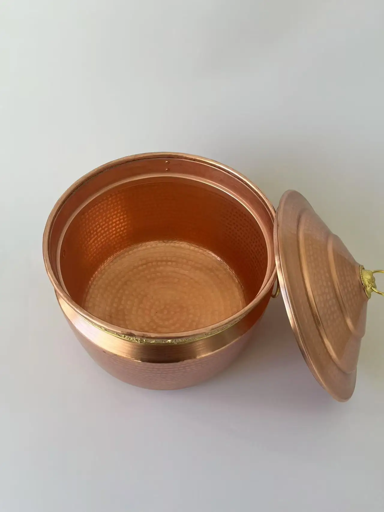 Pure Copper Pot Hot Pot Deep Casserole Customized Stew Steam Soup Jam Handle Lid Handmade Top Grade