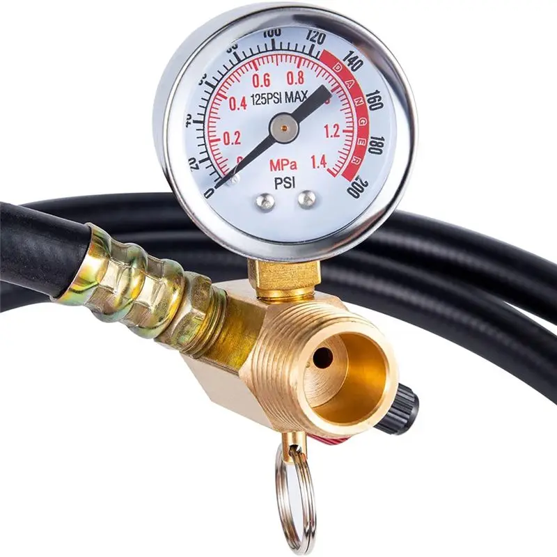 A02M-Air Tank Repair Kit W/Safety Valve, Pressure Gauge And 4 Feet Air Tank Hose Assembly Kit For Portable Carry Tank Easy Insta