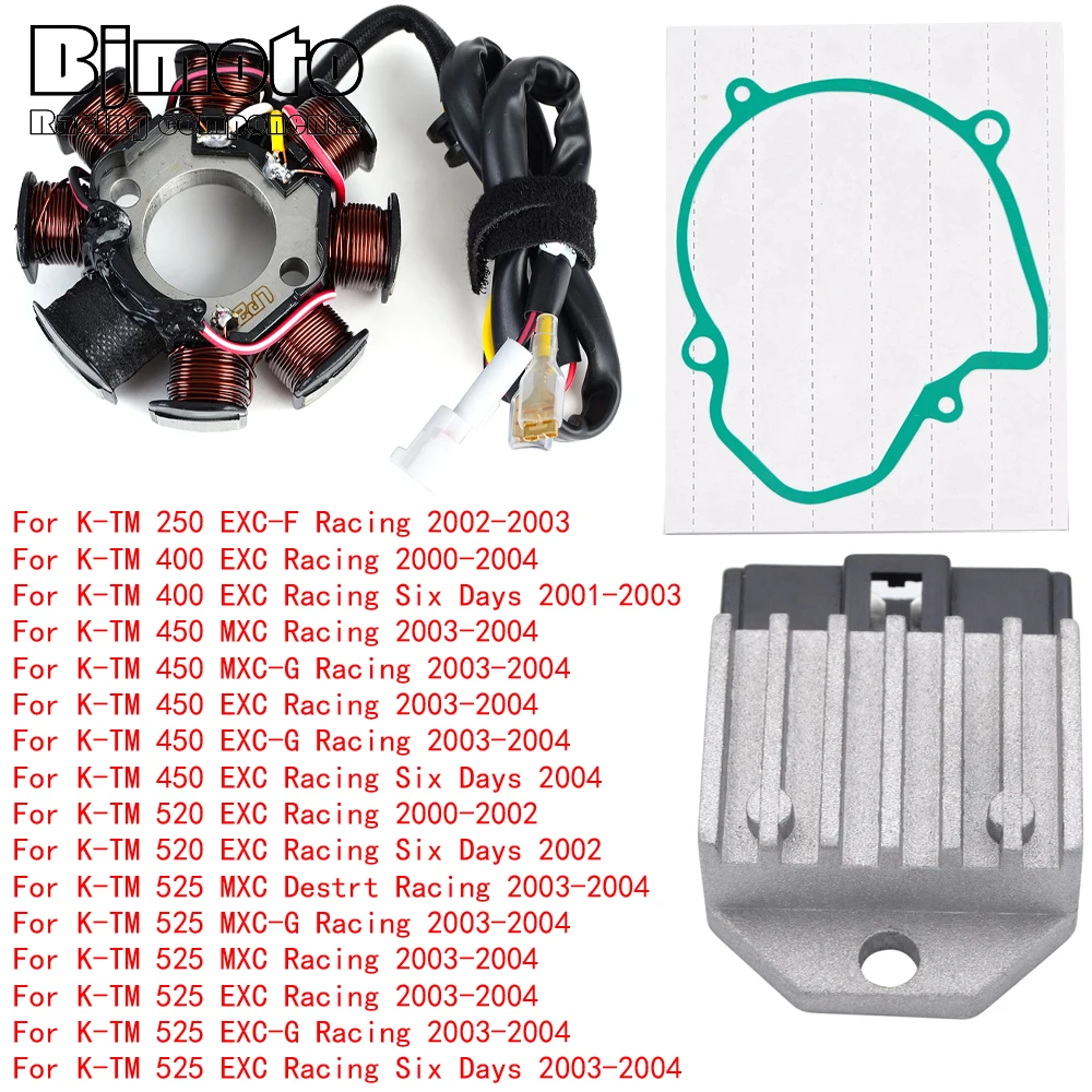 

Катушка статора двигателя + регулятор напряжения выпрямителя Для K-TM 250, 400, 450, 520, MXC-G MXC, EXC, F, destrot Racing, шесть дней с прокладкой