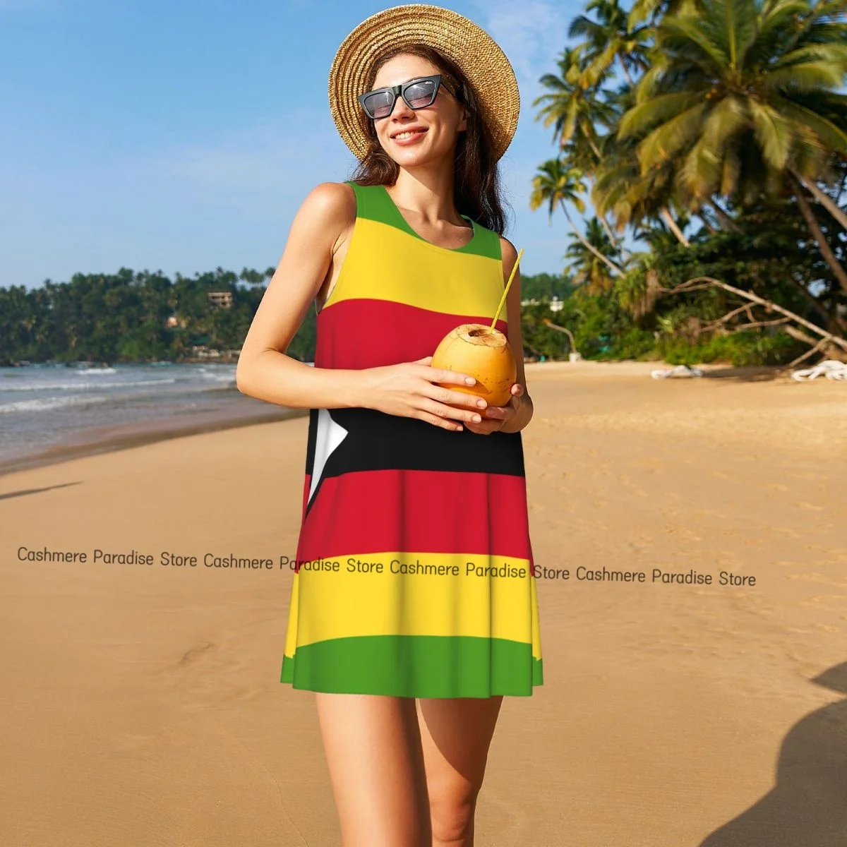Damen Kleid Simbabwe Flagge Sommer Casual T-Shirt Kleider Strand Cover Up Tank Kleid