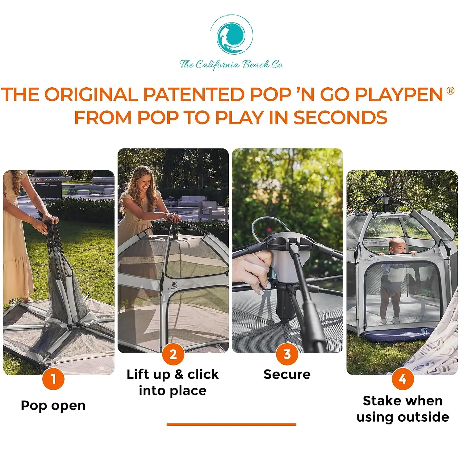 Pop 'N Go Baby Playpen, Portable Pack N Play with Canopy, Beach Tent Black | Patented “pop-up and release” technology with secur