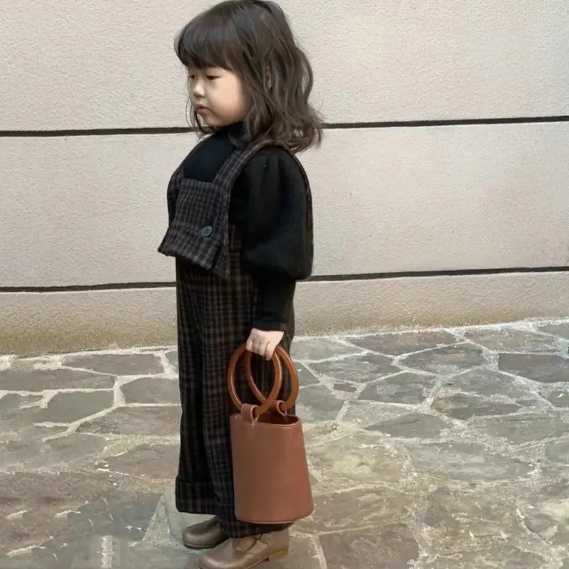 

Girls Set 2025 Autumn and Winter New Item Woolen Small Fragrant Style Vest Wide Leg Pants Bottom Shirt Stylish and Fashionable