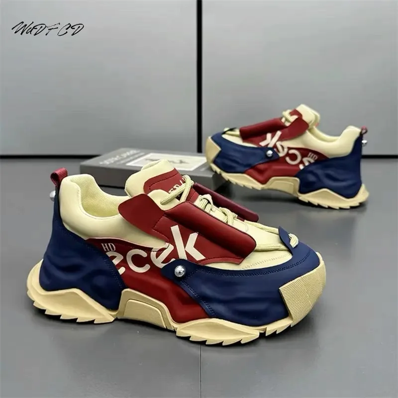 Chunky Sneakers Mens Designer Cover Bottom Sport Shoes Fashion Casual Microfiber Leather Upper Increased Internal Platform Shoes