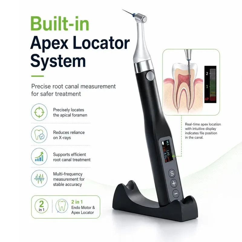 Hot Sale Endo Motor 2in1 VRN DM-2 Built in Apex Locator Wireless Cordless Handpiece16:1 Contra Angle Canal Preparation