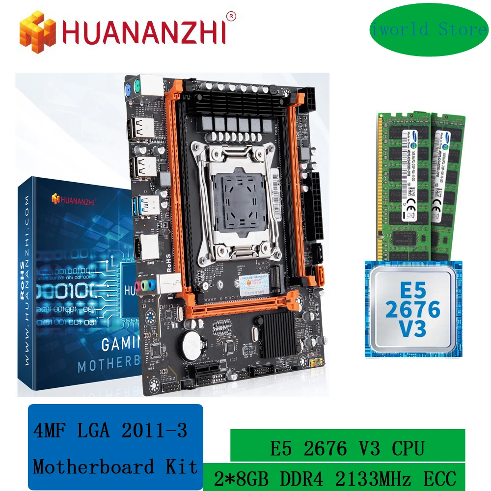 

x99 motherboard kit xeon HUANANZHI 4MF LGA 2011 v3 E5 2676 V3 processor and ddr4 2133MHz 16GB(2*8GB) RECC memory combo M.2 NVME