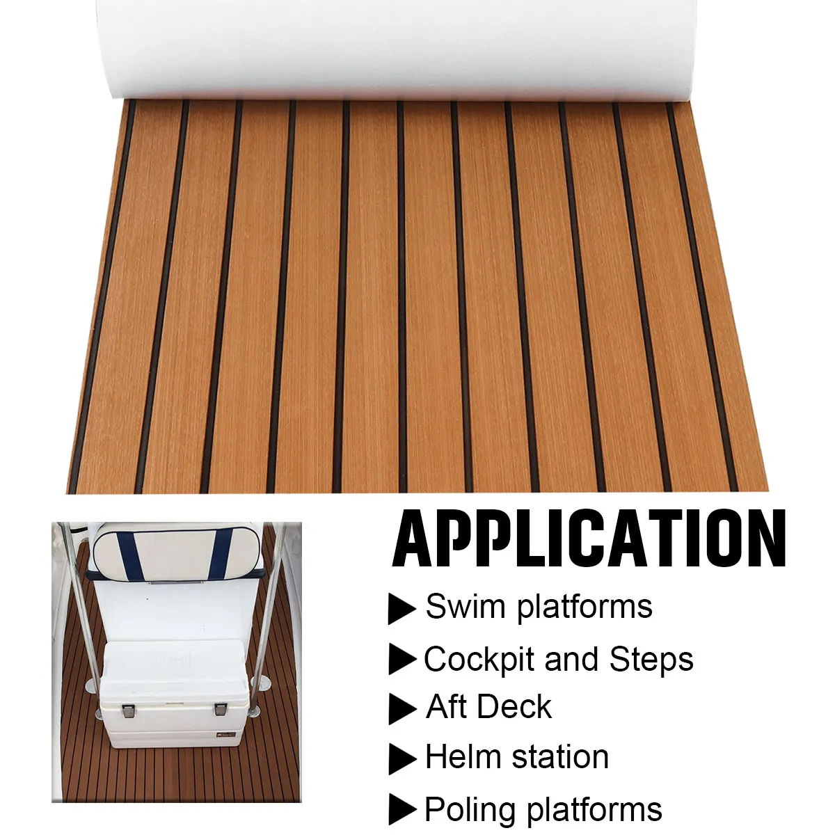 

EVA Brown Boat Flooring Faux Teak Decking Sheet Pad For Boats Marine Yacht Deck Mat RV Floor Pad 2400X600x6mm