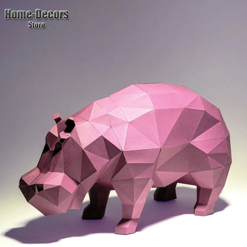 Hippopotamus Paper Model 3D Handmade Low Poly Origami DIY Hippo Folding Art Papercraft Hallway Decor Puzzles Paper Adults Gifts