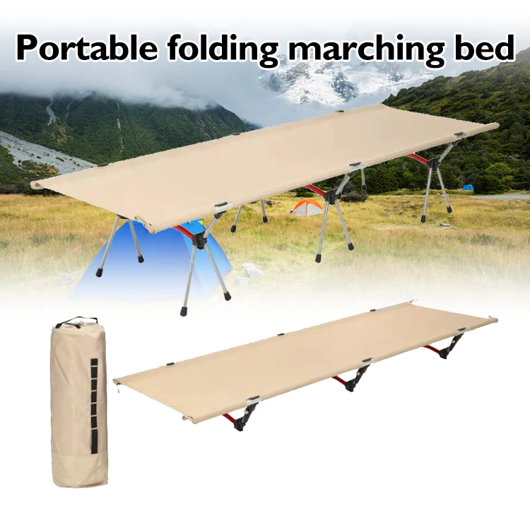 Collapsible Ultralight Camping Cot Mobile Sleeping Folding Bed Household Office Folding Bed Lounge Chair for Self Drive Tour