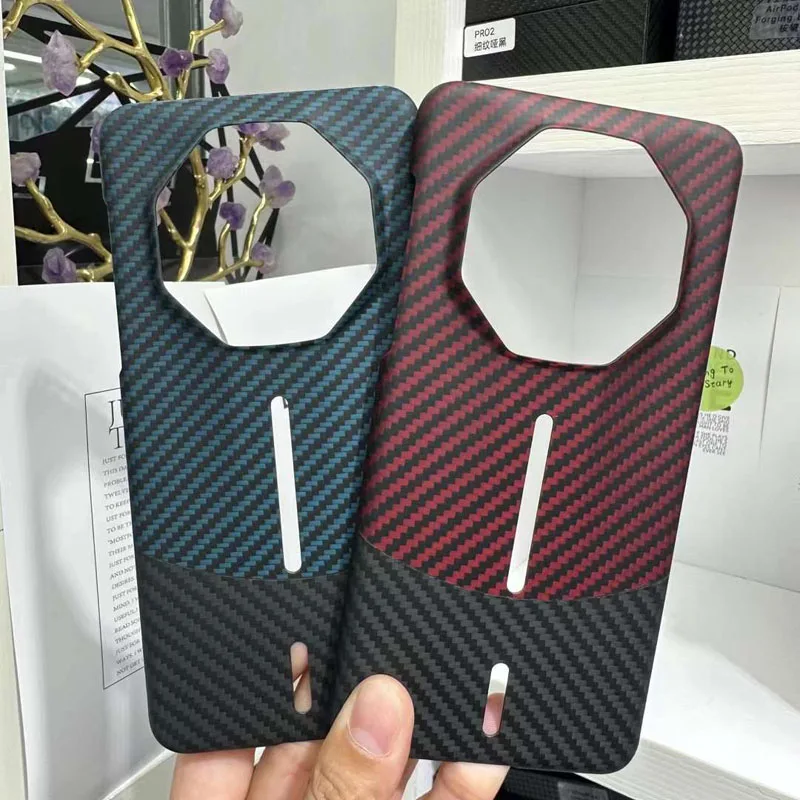 

Case for Huawei Mate 60 RS Ultrathin Real Carbon Fiber Aramid Anti-explosion Mobile Phone Protective Cell Cover Protection Shell