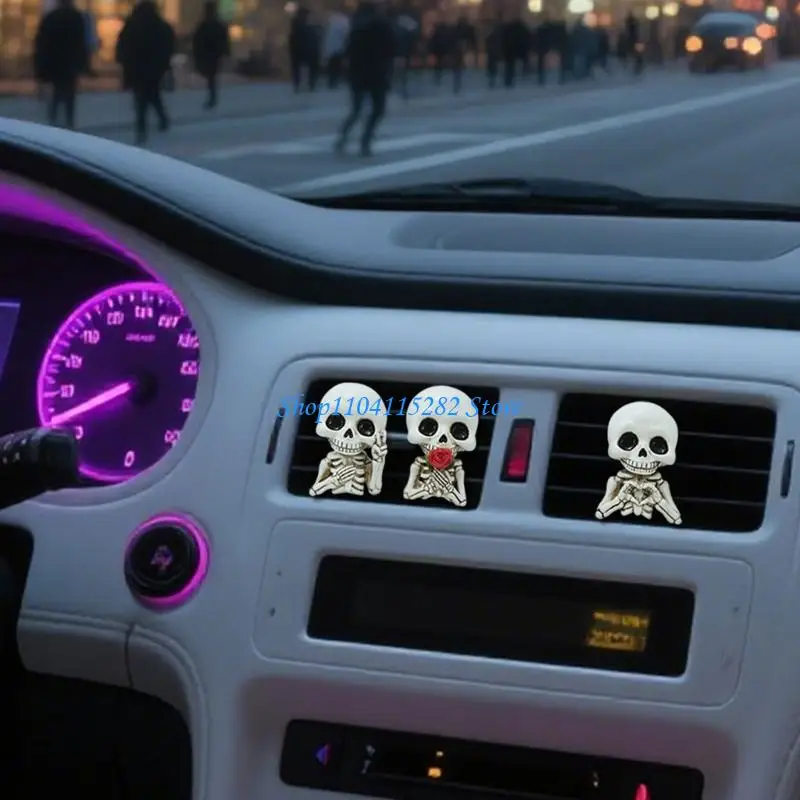 

Half Body Skeleton Car Air Vent Clip Resin Fragrances Holder For Family Vehicles Decoration Long Lasting Freshener Scent
