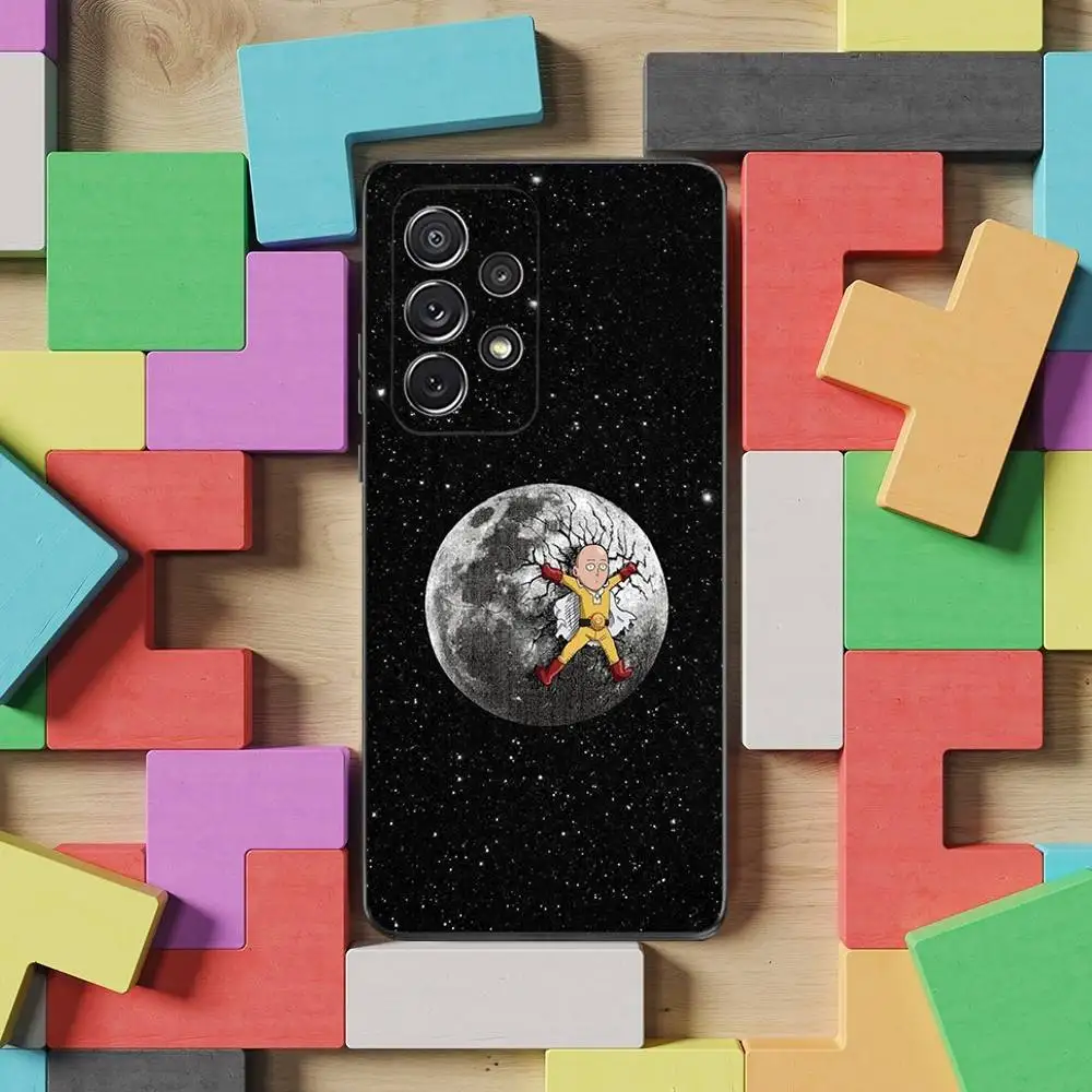 Capa de telefone One P-Punch M-Man S-Saitama para Samsung S25, S24, S23, S22, S21, S20, S10, Ultra, Plus, Lite, FE, capa preta de silicone macio