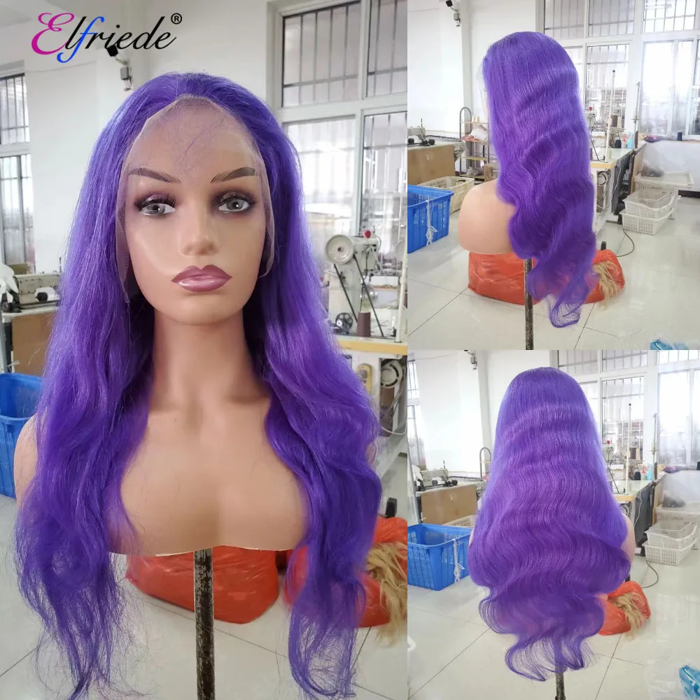 Elfriede Body Wave #Dark Violet Lace Wigs for Women 4x4 Lace Closure 13X4 13X6 HD Lace Frontal Wig 100% Remy Human Hair Wigs