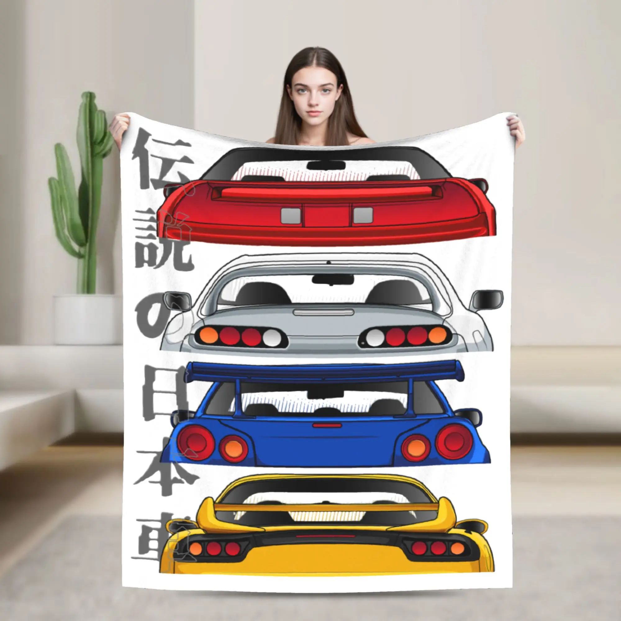 

JDM Legends Flannel Throw Blanket Car Styling Blanket for Bed Office Lightweight Plush Thin Quilt