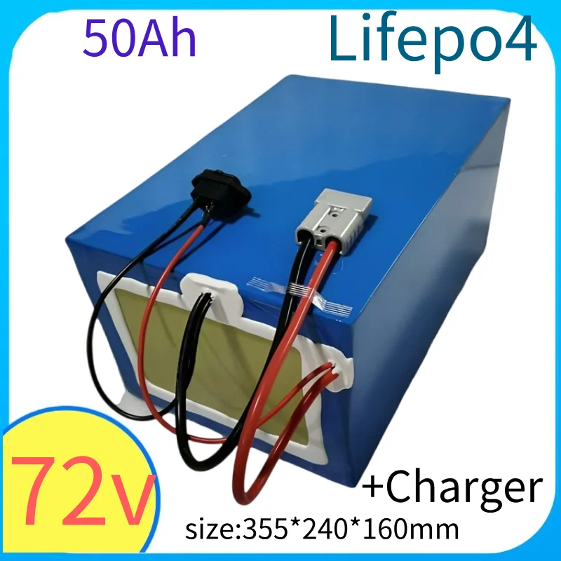 lifepo4 72V 50Ah avec Bluetooth pour Vélo, Scooter, Moto, Camion-grue, Chargeur 10A, 5000W, 10kW