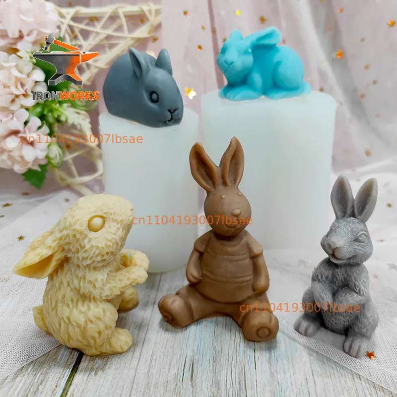 Simulation rabbit candle aromatherapy mold silicone three-dimensional 3D handmade plaster resin ornament