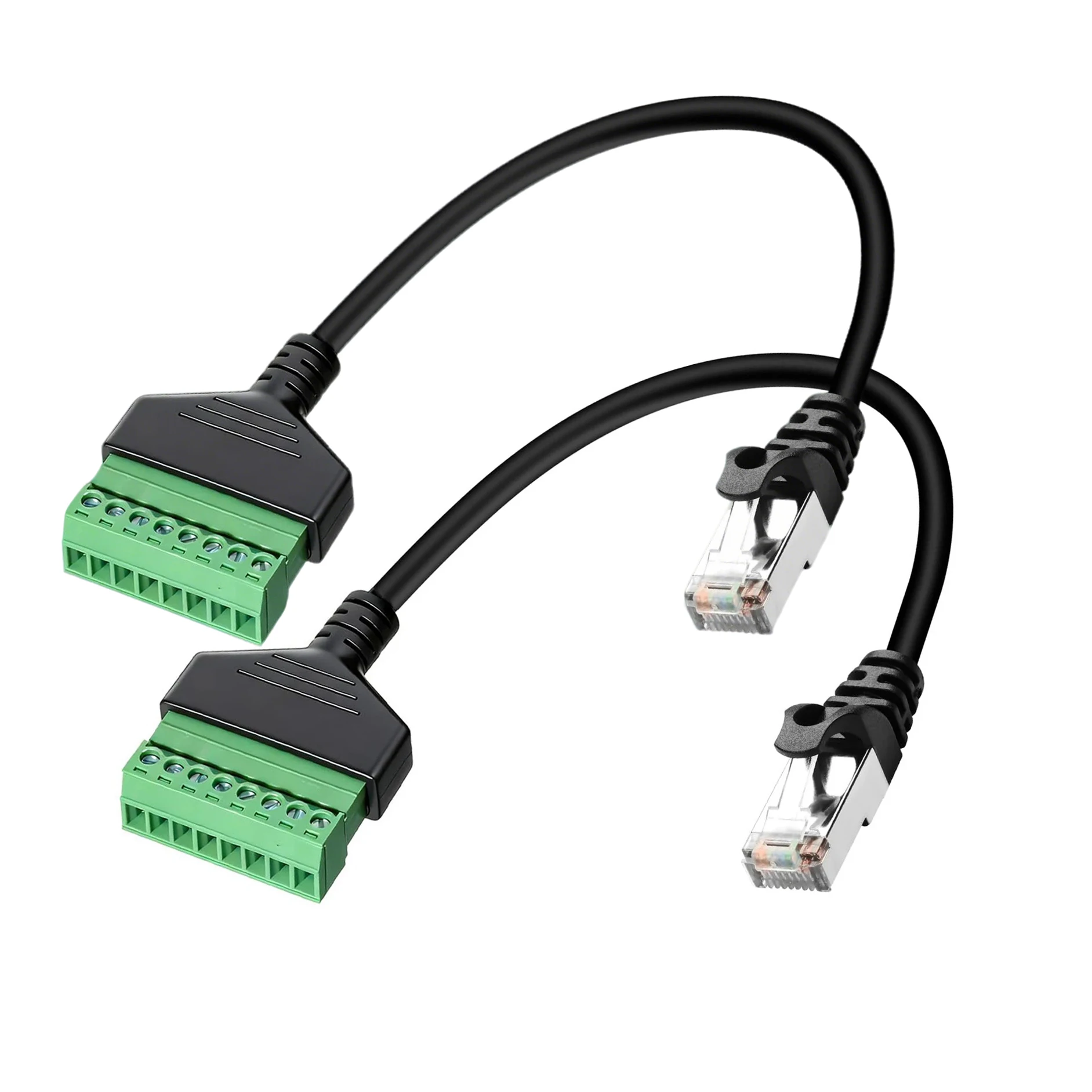 1-2PCS RJ45 Male to 8 Pins Screw Terminal Block Adapter 20cm Cable for Cat5 Cat6 Cat7 Ethernet Extender CCTV Digital Internet