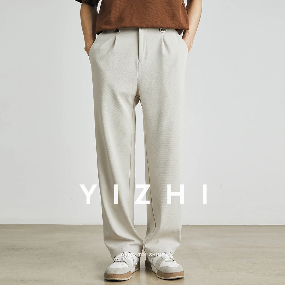 2025 New Summer Men's Casual Pants Straight Loose Sports Ice Silk Ultra-thin Trousers Outdoor Commuting Men Wide-leg Pants - Image 4