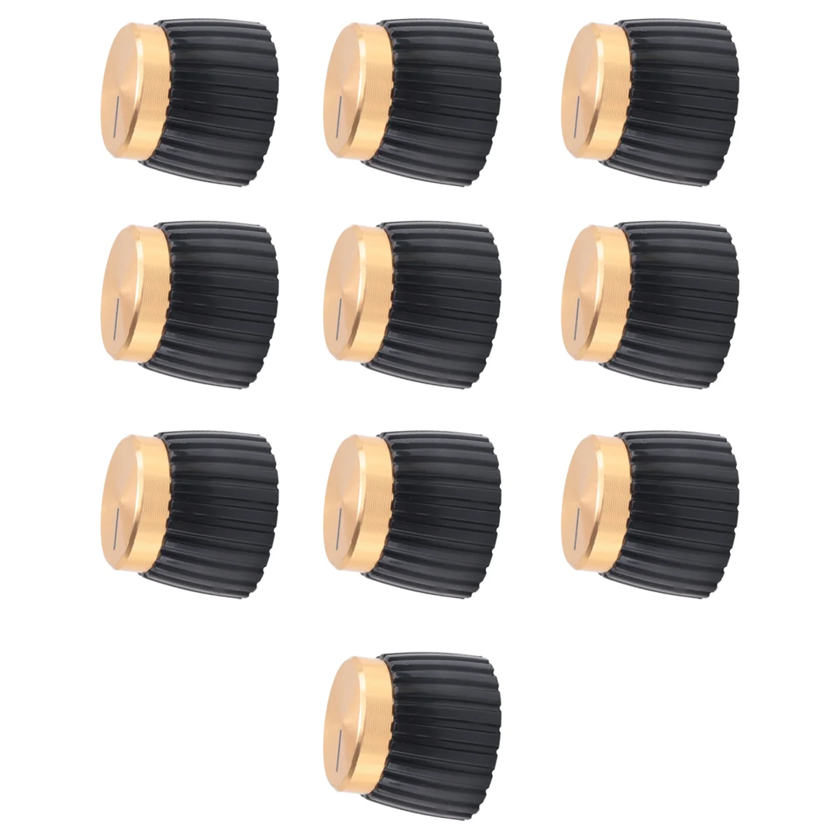 10x Guitar AMP Amplifier Knobs Push-on Black+Gold Cap for Amplifier